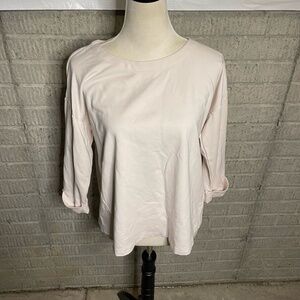 GRACE Womens Rolled Sleeve Crew‎ Neck Top Size M